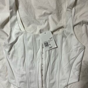 Forever 21 White Corset Bustier Top with Wide Straps